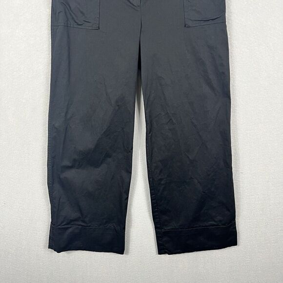 ST. JOHN Pants Size 14 Black High rise Wide Leg Rolled Cuff Carpenter - Picture 4 of 16